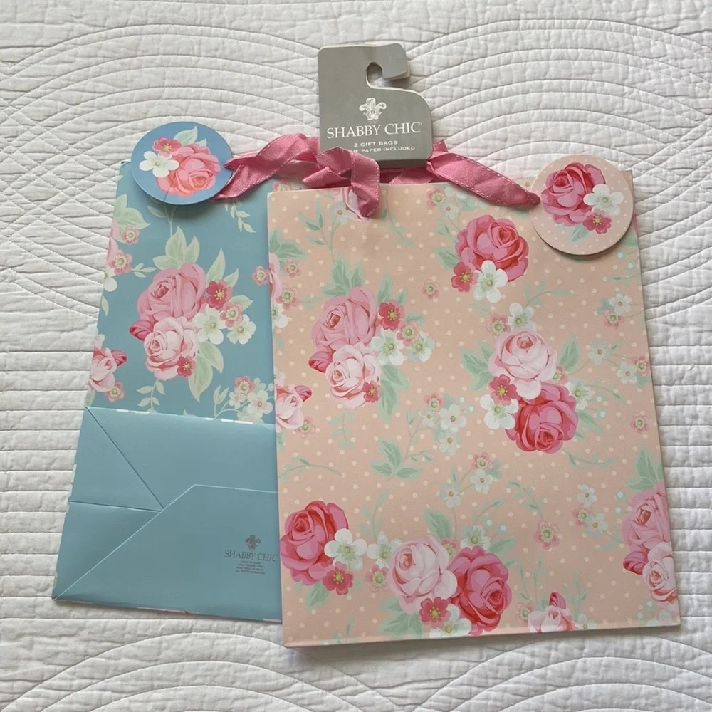 Simply Shabby Chic Set of 6 Gift Bags And Silk Paper Shopping Decor Storage NEW